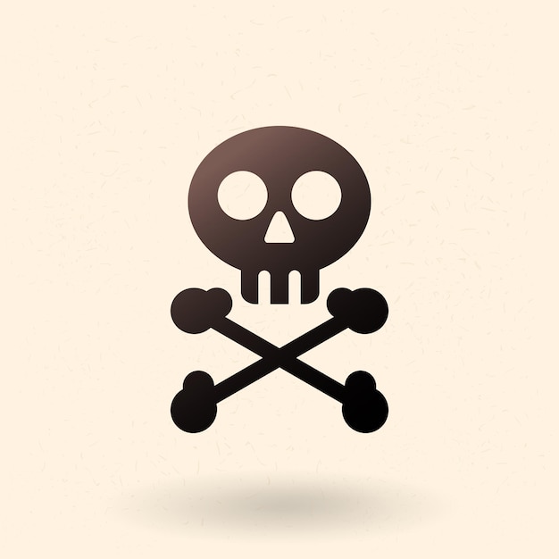 Vector Black Basic Skull and Cross Bones Icon