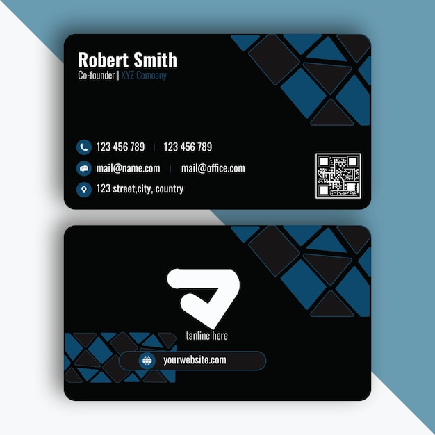 Vector Black and Blue Colour Professional Business Card Template