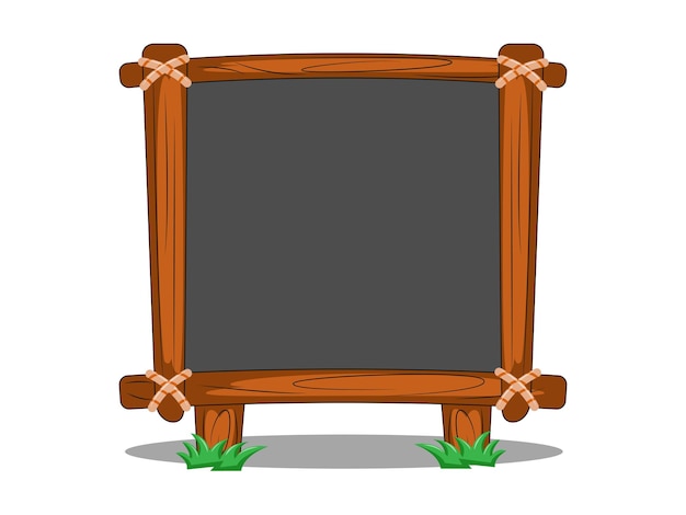 Vector black board with wooden frame isolated on white background