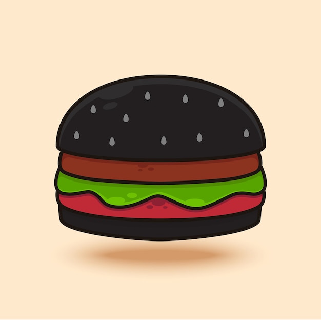 Векторная иллюстрация еды черный бургер
