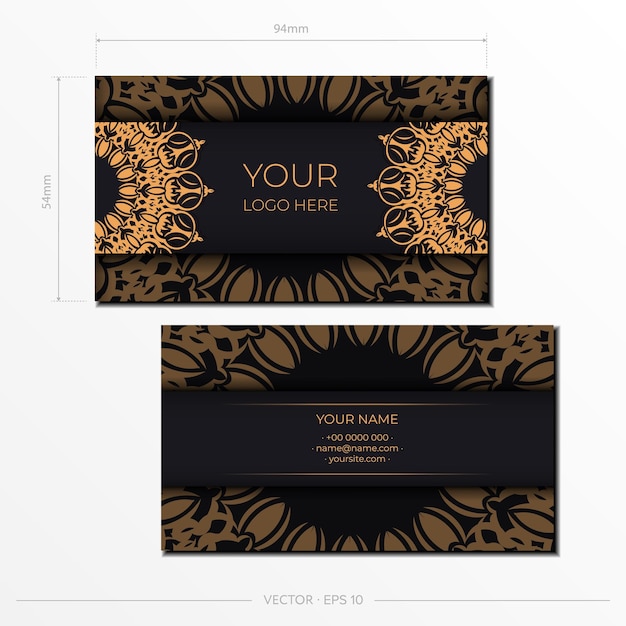 Подготовка векторных черных визитных карточек с роскошными узорами шаблон для полиграфического дизайна визитной карточки с винтажным орнаментом