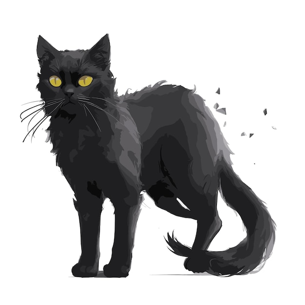 Vector BLACK CAT animal clipart editable white background