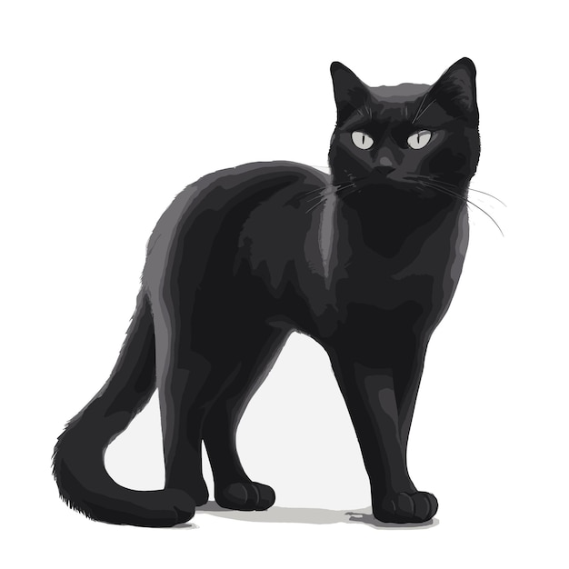 Vector vector black cat dier clipart bewerkbare witte achtergrond.