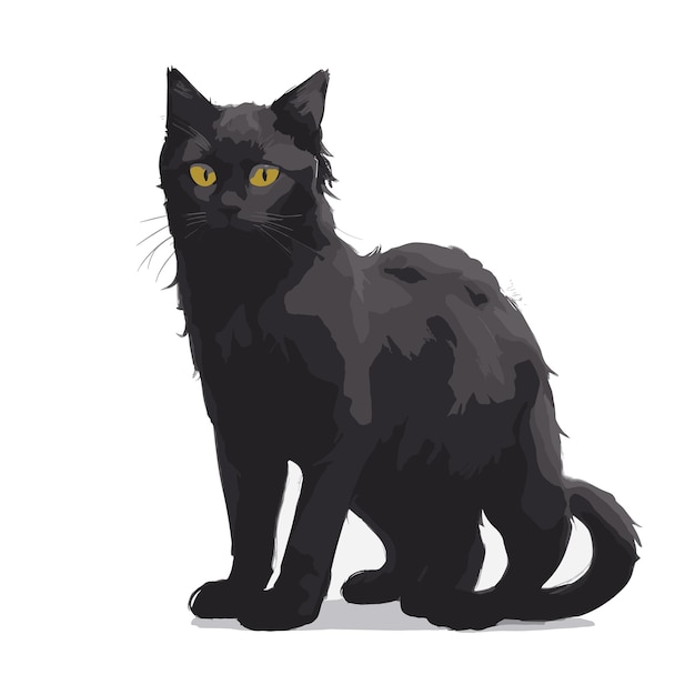 Vector BLACK CAT dier clipart bewerkbare witte achtergrond.