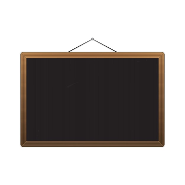 Vector vector black chalkboard with brown corners over white. vector illustration