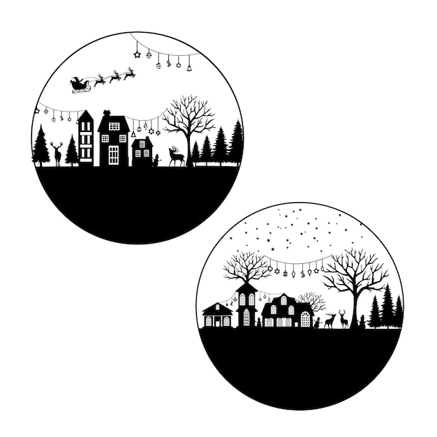 vector black Christmas labels