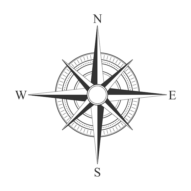 Vector black compass icons.