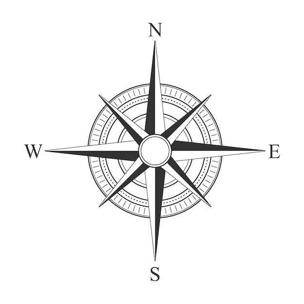 검은 나침반 아이콘 벡터.