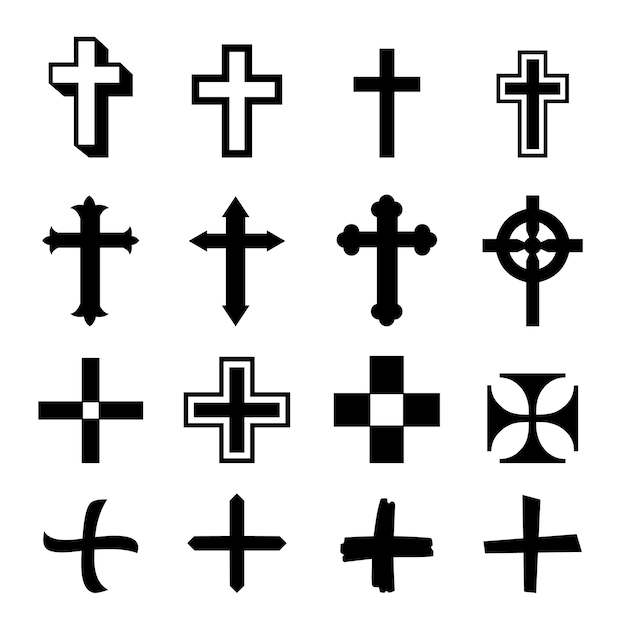 Vector black crosses icon set