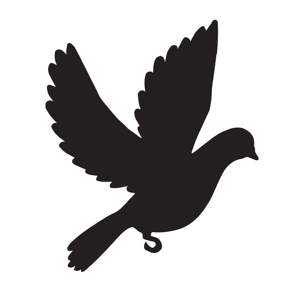 Vector black flying dove silhouette