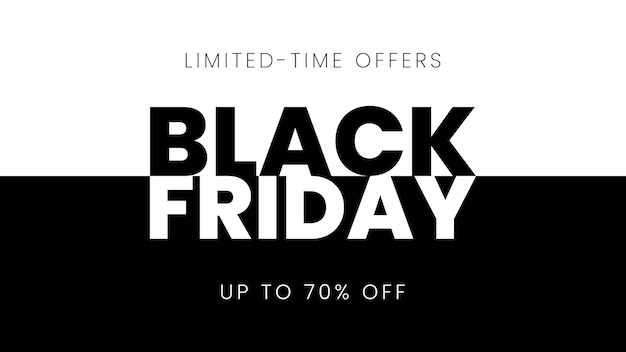 Vector Black Friday Sale Banner Modern minimalist design with black and white typography