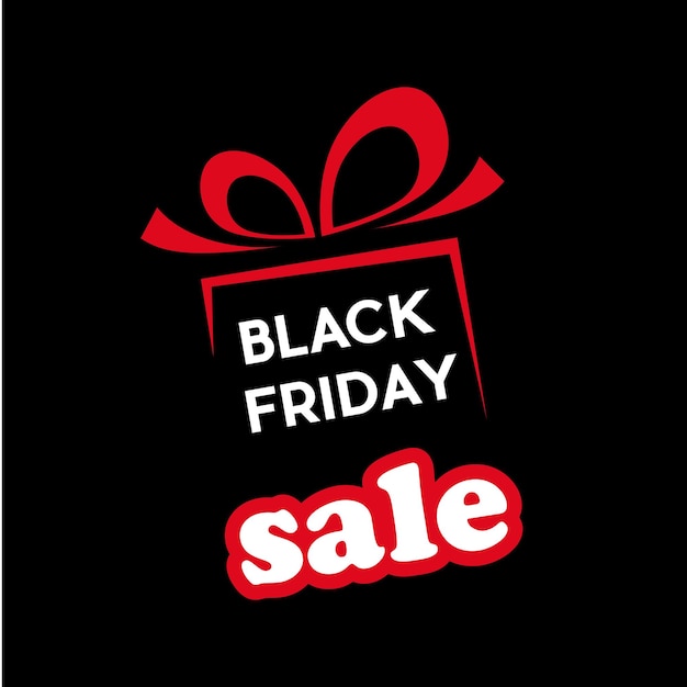 Vettore vendita del black friday con fiocco in nastro regalo