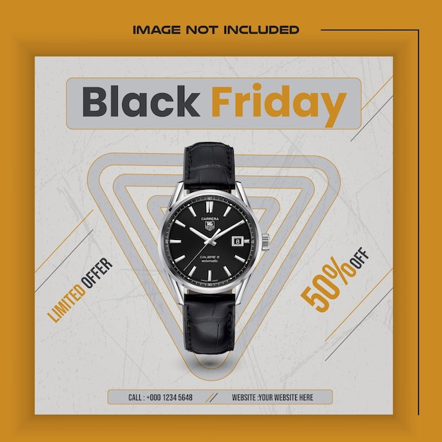 Vector black friday watch sale social media post template