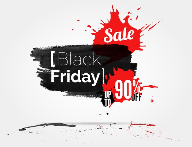 Vector Black Friday-waterverfbanner met spatten van inkt