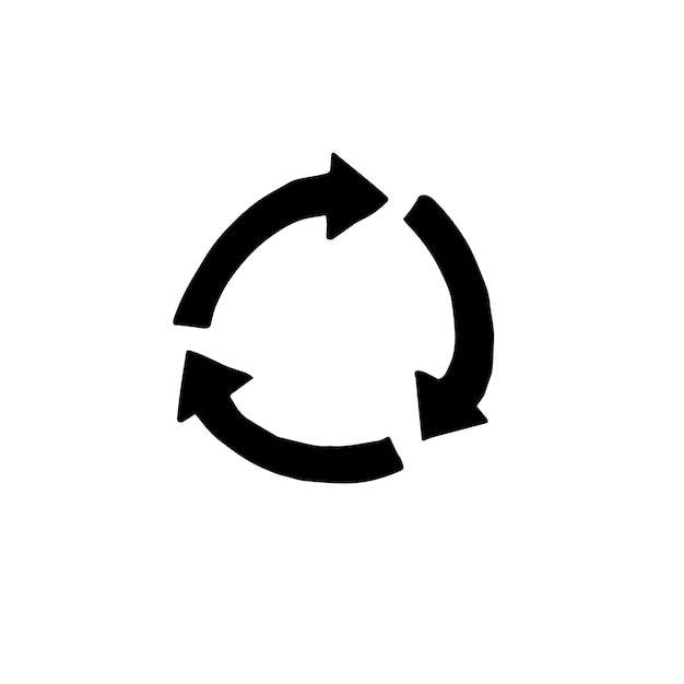 Simbolo di riciclo schizzo disegnato a mano nero di vettore