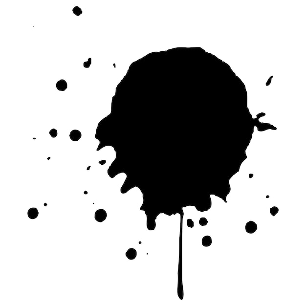 Vector vector black ink drops and paint splashes hand drawn design elements isolated on white background