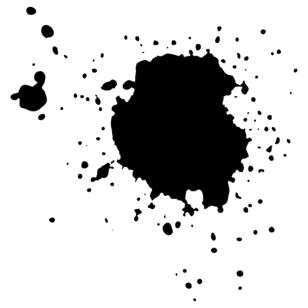 Vector vector black ink drops and paint splashes hand drawn design elements isolated on white background