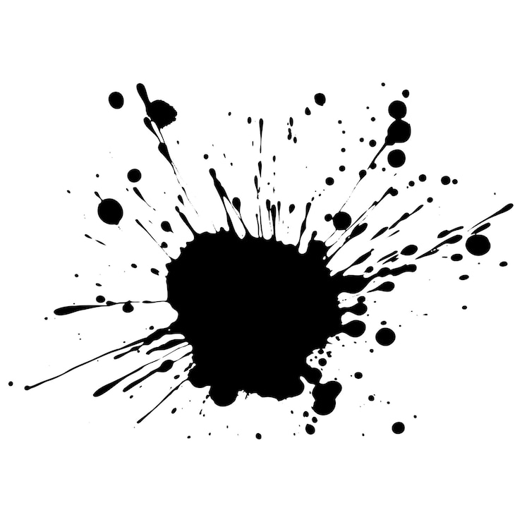 Vector vector black ink drops and paint splashes hand drawn design elements isolated on white background