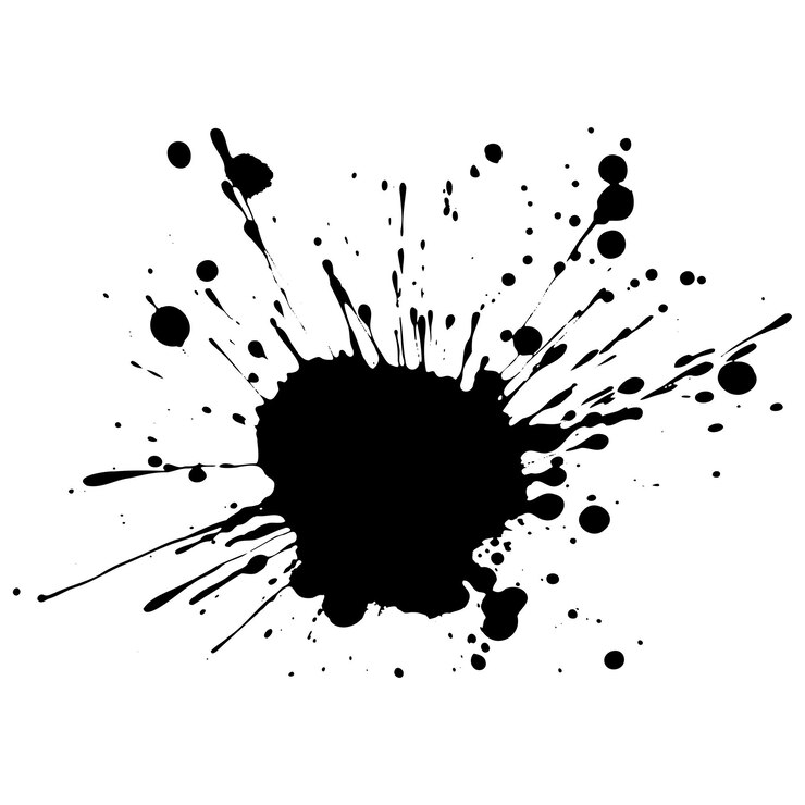 Vector vector black ink drops and paint splashes hand drawn design elements isolated on white background