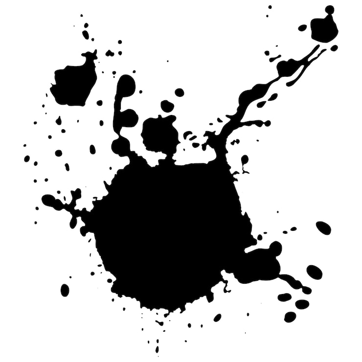 Vector vector black ink drops and paint splashes hand drawn design elements isolated on white background