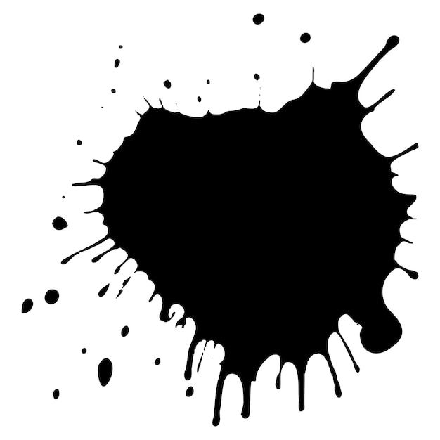 Vector black ink drops and paint splashes Hand drawn design elements isolated on white background