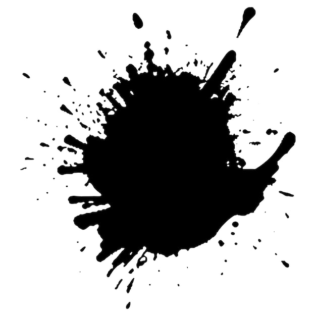 Vector black ink drops and paint splashes Hand drawn design elements isolated on white background