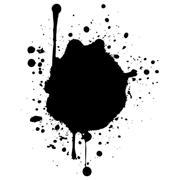 Vector vector black ink drops and paint splashes hand drawn design elements isolated on white background