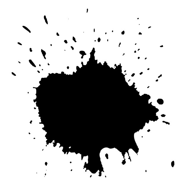 Vector vector black ink drops and paint splashes hand drawn design elements isolated on white background