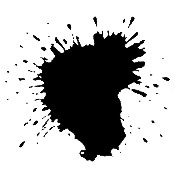 vector black ink drops and paint splashes hand drawn design elements isolated on white background