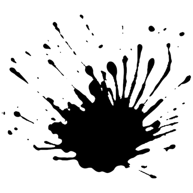 Vector vector black ink drops and paint splashes hand drawn design elements isolated on white background