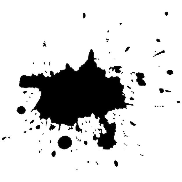 Vector black ink drops and paint splashes Hand drawn design elements isolated on white background