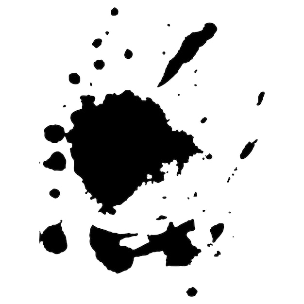 Vector black ink drops and paint splashes hand drawn design elements isolated on white background