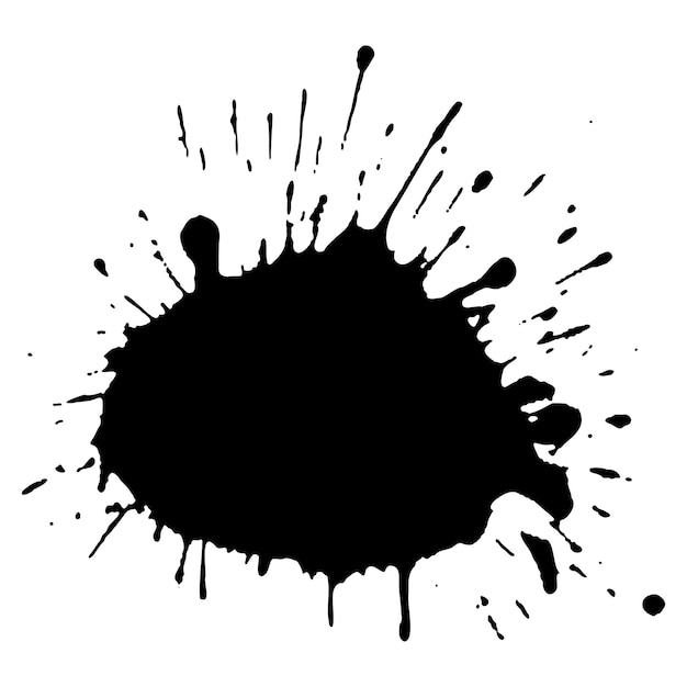 Vector black ink drops and paint splashes Hand drawn design elements isolated on white background