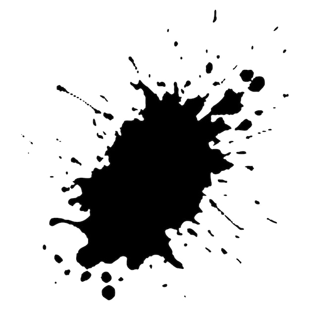 Vector black ink drops and paint splashes Hand drawn design elements isolated on white background