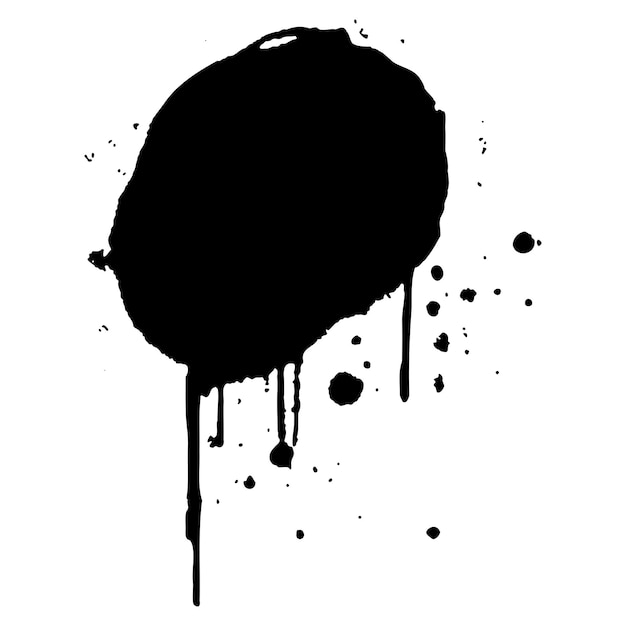 Vector black ink drops and paint splashes hand drawn design elements isolated on white background