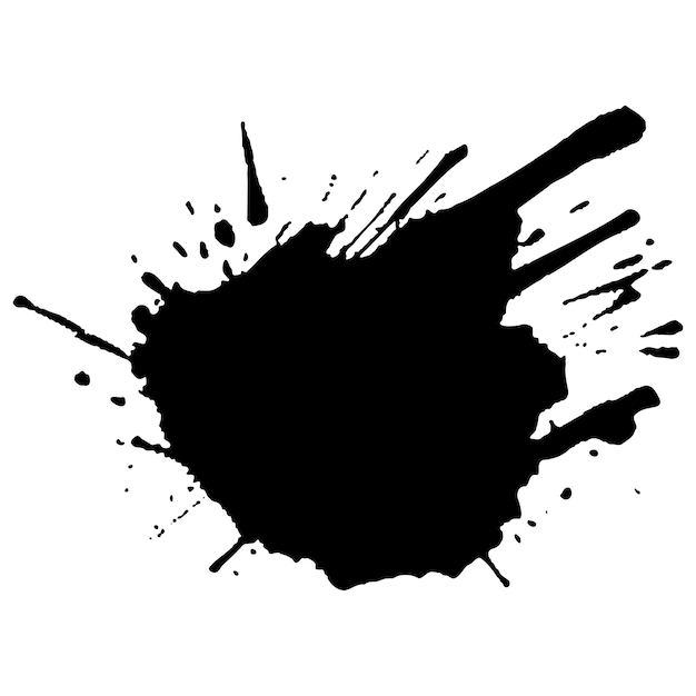 Vector black ink drops and paint splashes Hand drawn design elements isolated on white background