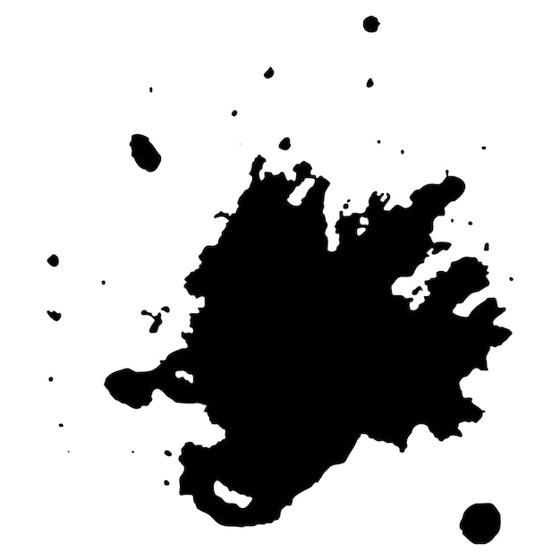 Vector black ink drops and paint splashes Hand drawn design elements isolated on white background