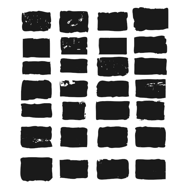 Vector black ink paint brush stroke set Hand drawn grunge decorative brush strokes design element