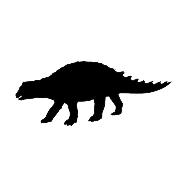 Vettore nero minmi ankylosaurus silhouette dinosauro isolato su sfondo bianco