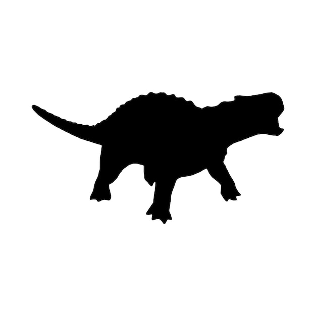 Vector black minmi ankylosaurus silhouette dinosaur isolated on white background