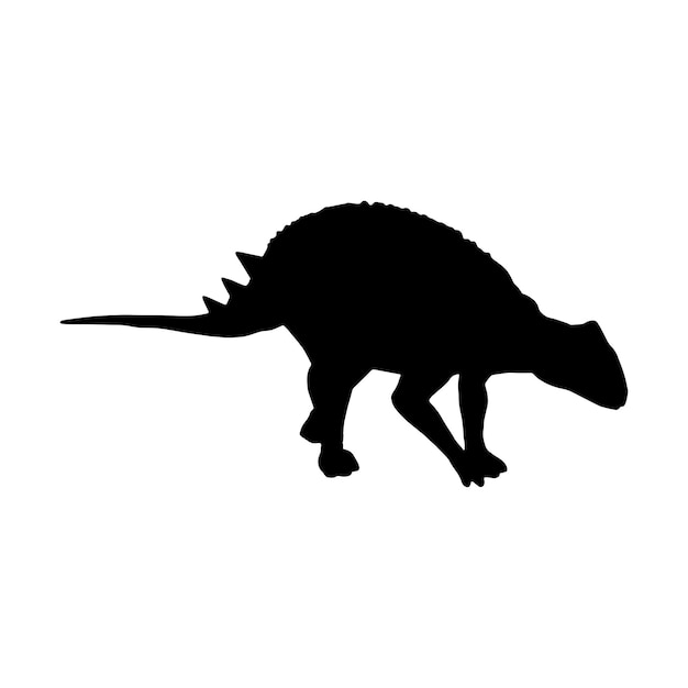 Vettore nero minmi ankylosaurus silhouette dinosauro isolato su sfondo bianco