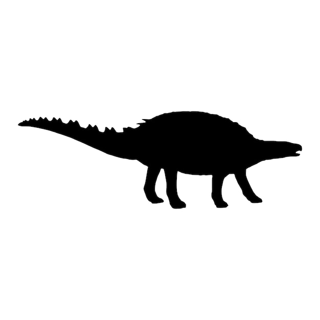 Vector black minmi ankylosaurus silhouette dinosaur isolated on white background