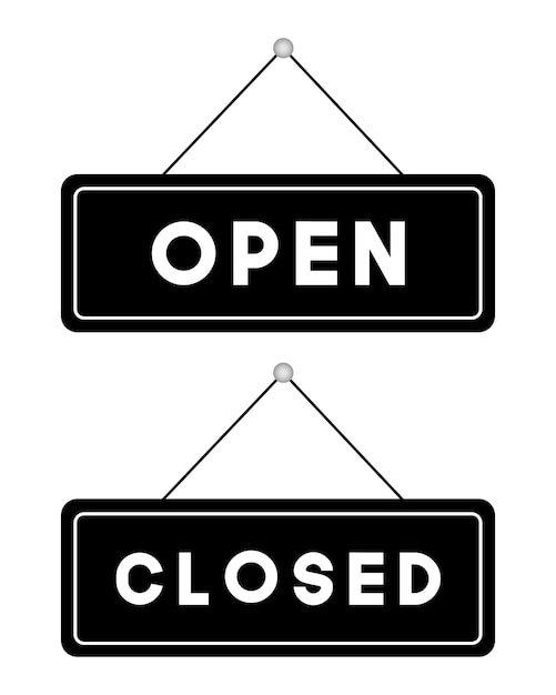 vector black open and closed signs