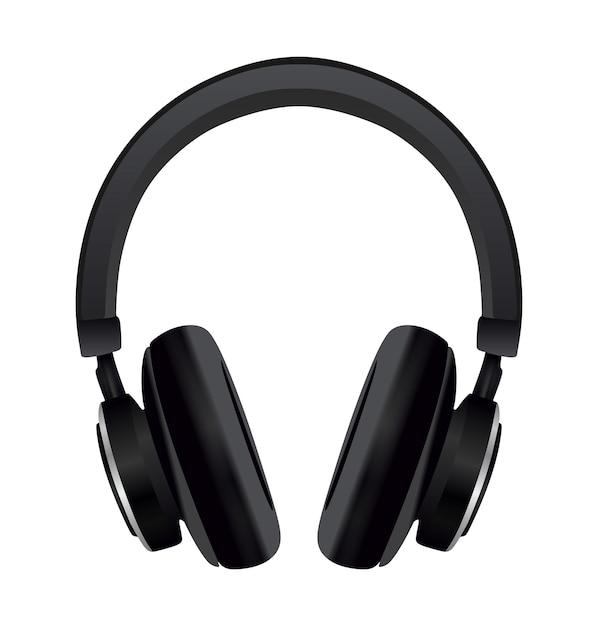 vector black overear headphones sleek design isolated