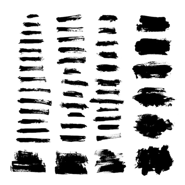 Vector black paint brush strokegrunge design element black ink brush stroke text boxes