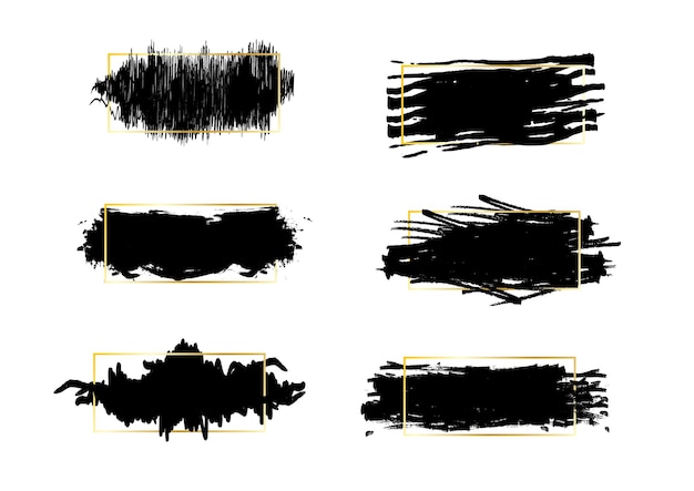 Vector black paint ink brush stroke brush line or texture Dirty artistic design element box frame