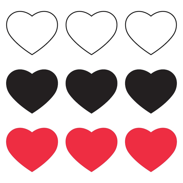 Vector vector black and pink heart symbols