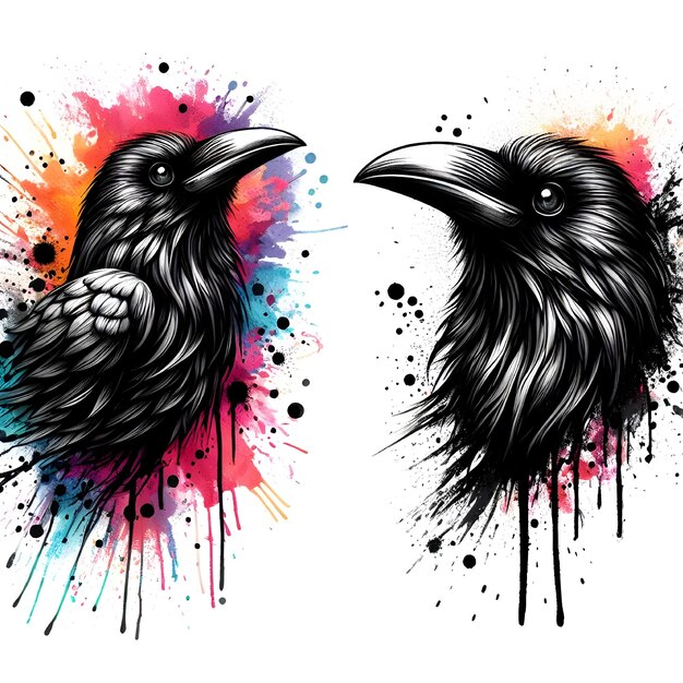 Premium Vector | Vector Black raven on a white background