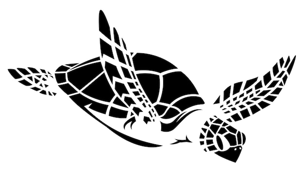 Vector vector black sea turtle swimming