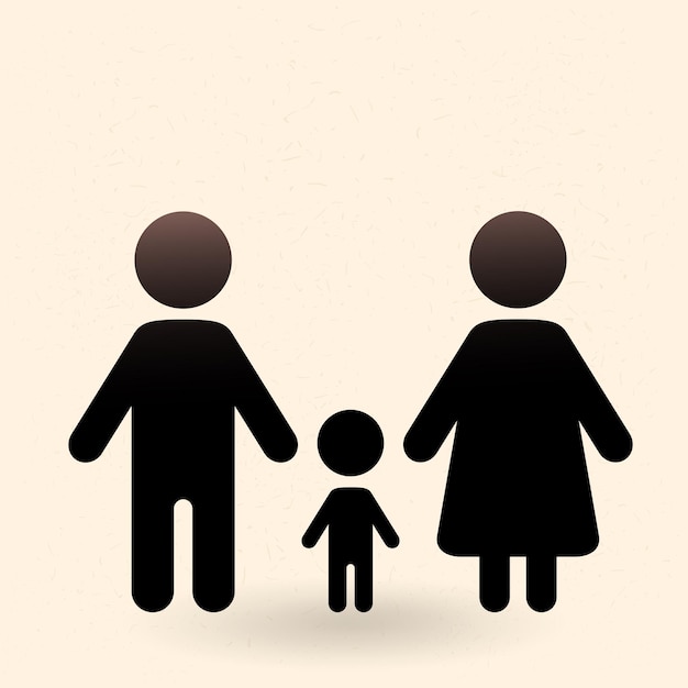 벡터 블랙 실루엣 가족 아이콘 부모와 자식